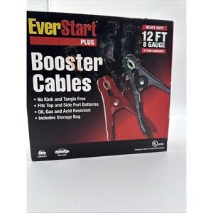 Ever Start Plus Jumper Booster Cables 12FT 8 Gauge Bonus Light & Bag Heavy Duty